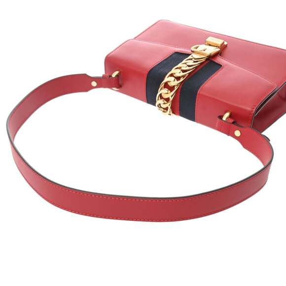 GUCCI Sylvie Red 421882 Women's Leather Canvas Shoulder Bag, AB Rank, Used, G... - Picture 4 of 11